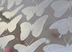 Clear ink: Butterfly pattern printed in matte tone